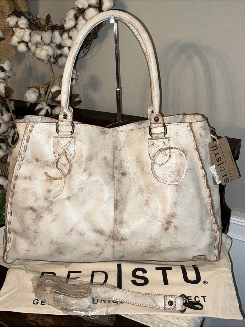 NWT Bed Stu Rockaway Leather Crossbody Shoulder Bag Tote Nectar Lux MSRP $345